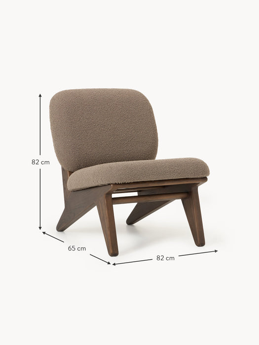 Ash Wood Lounge Chair Shenay with Boucl Upholstery