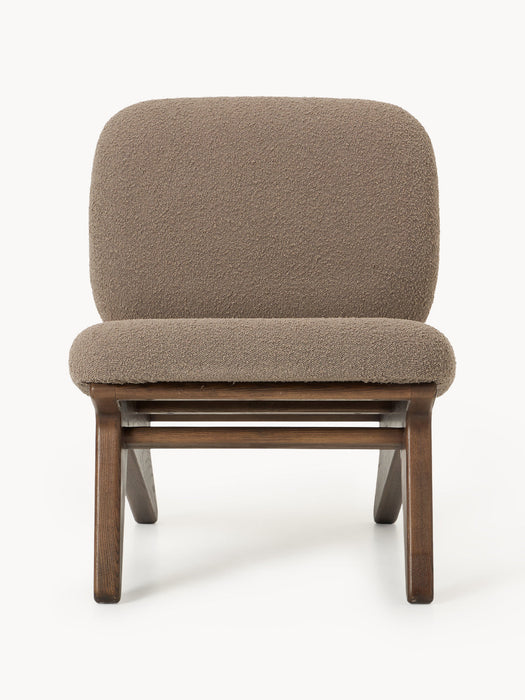Shenay Ash Wood Lounge Chair with Bouclé Upholstery