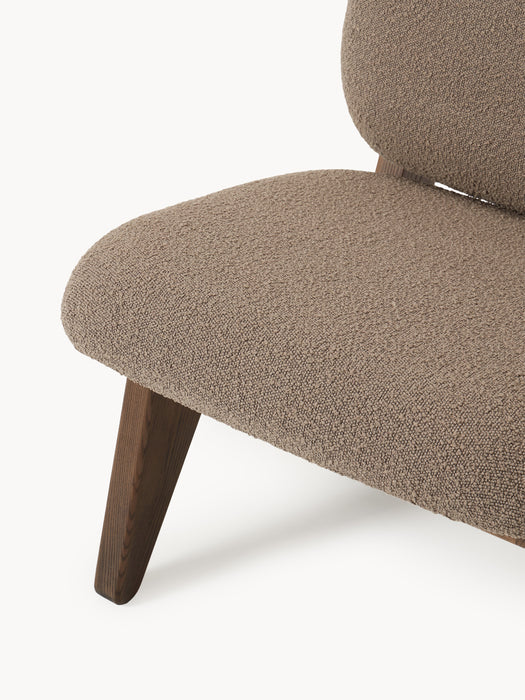 Ash Wood Lounge Chair Shenay with Boucl Upholstery