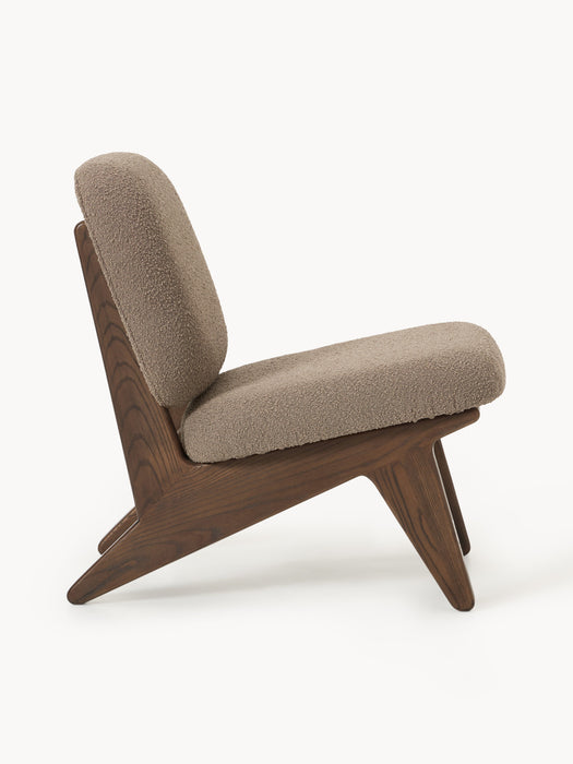 Ash Wood Lounge Chair Shenay with Boucl Upholstery