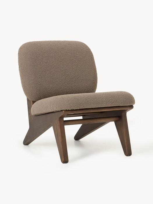 Shenay Ash Wood Lounge Chair with Bouclé Upholstery