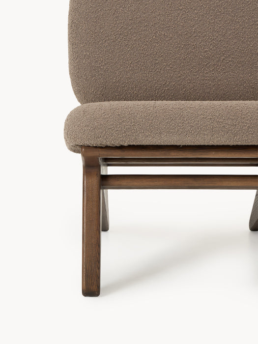 Ash Wood Lounge Chair Shenay with Boucl Upholstery