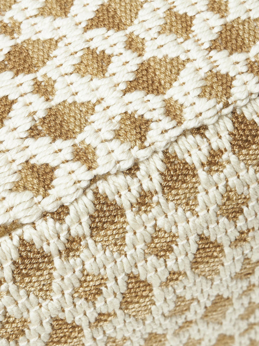 Yamir Outdoor Pouffe with Woven Pattern