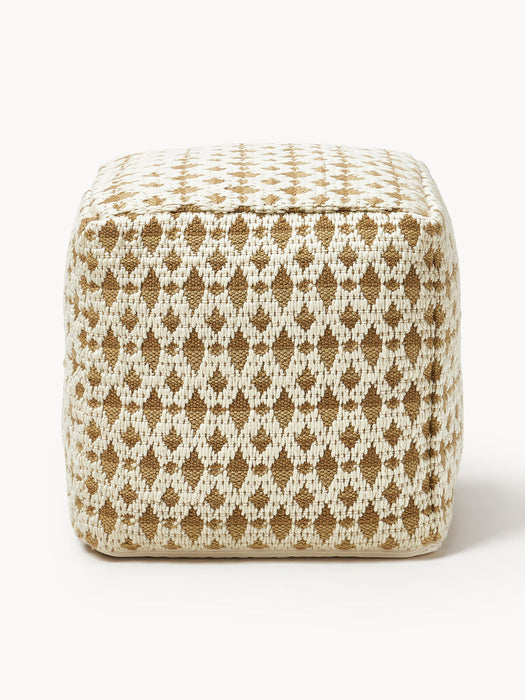 Yamir Outdoor Pouffe with Woven Pattern