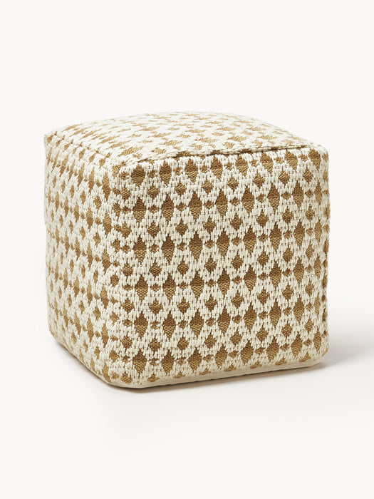 Yamir Outdoor Pouffe with Woven Pattern