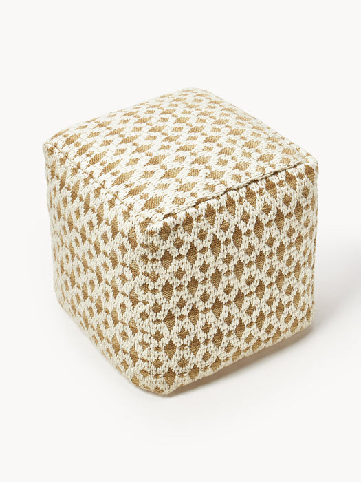 Yamir Outdoor Pouffe with Woven Pattern