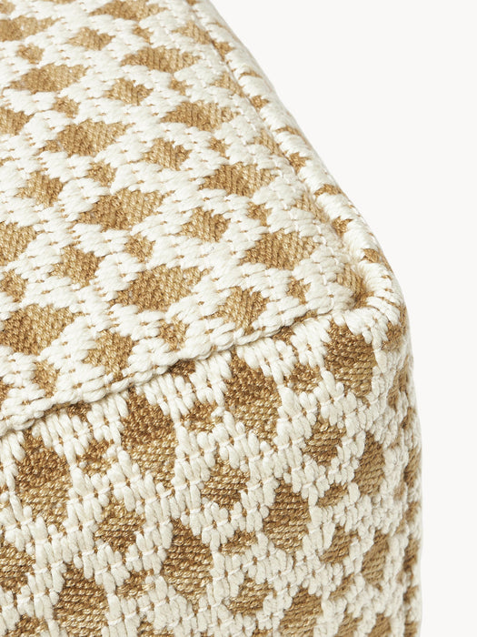 Yamir Outdoor Pouffe with Woven Pattern