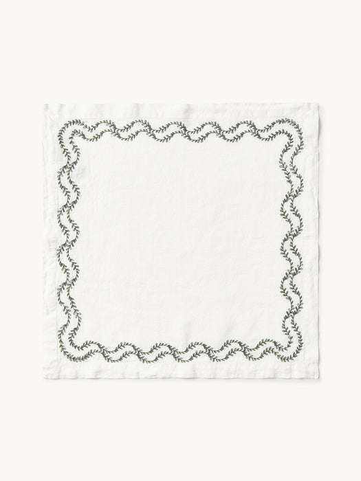 Ivy Hand-Embroidered Washed Linen Napkins, Set of 4