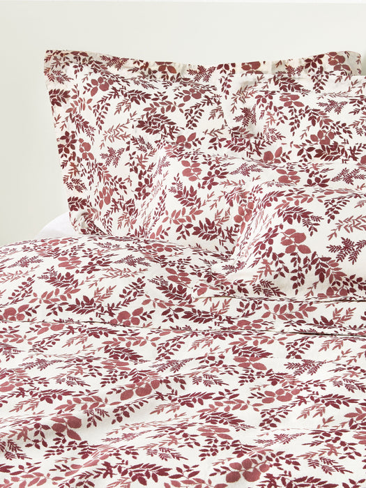 Leaf Print Duvet Cover Pola in Linen-Cotton Blend
