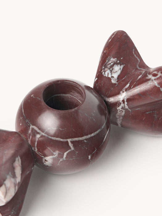 Candle Holder Lexy Rosso Levanto Marble Set of 2