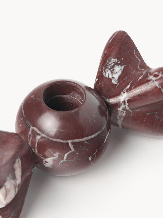 Lexy Candle Holder, Rosso Levanto Marble, Set of 2