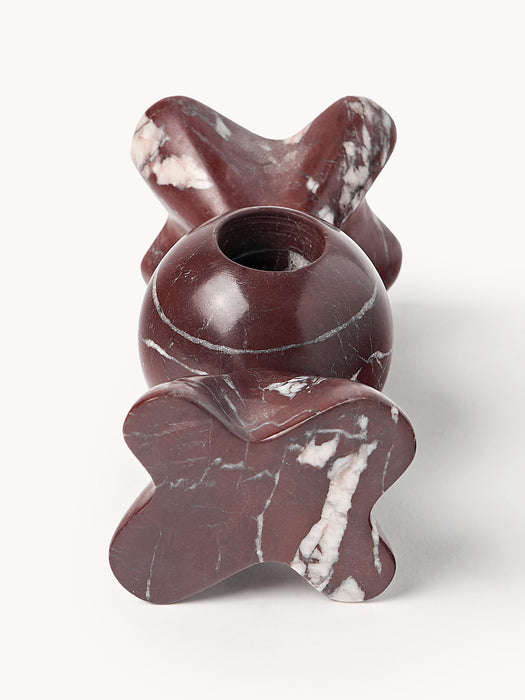 Candle Holder Lexy Rosso Levanto Marble Set of 2