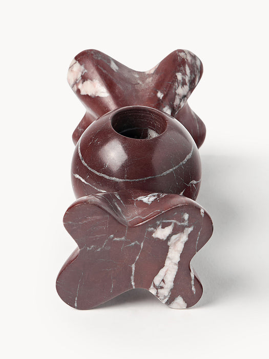 Lexy Candle Holder, Rosso Levanto Marble, Set of 2