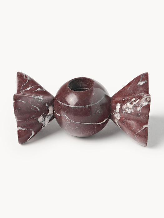 Lexy Candle Holder, Rosso Levanto Marble, Set of 2