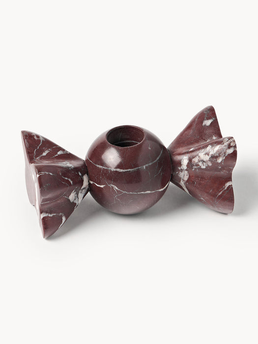 Candle Holder Lexy Rosso Levanto Marble Set of 2