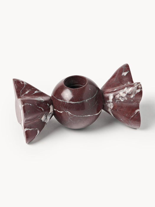 Lexy Candle Holder, Rosso Levanto Marble, Set of 2