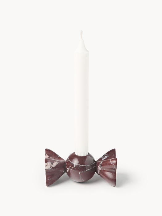 Candle Holder Lexy Rosso Levanto Marble Set of 2