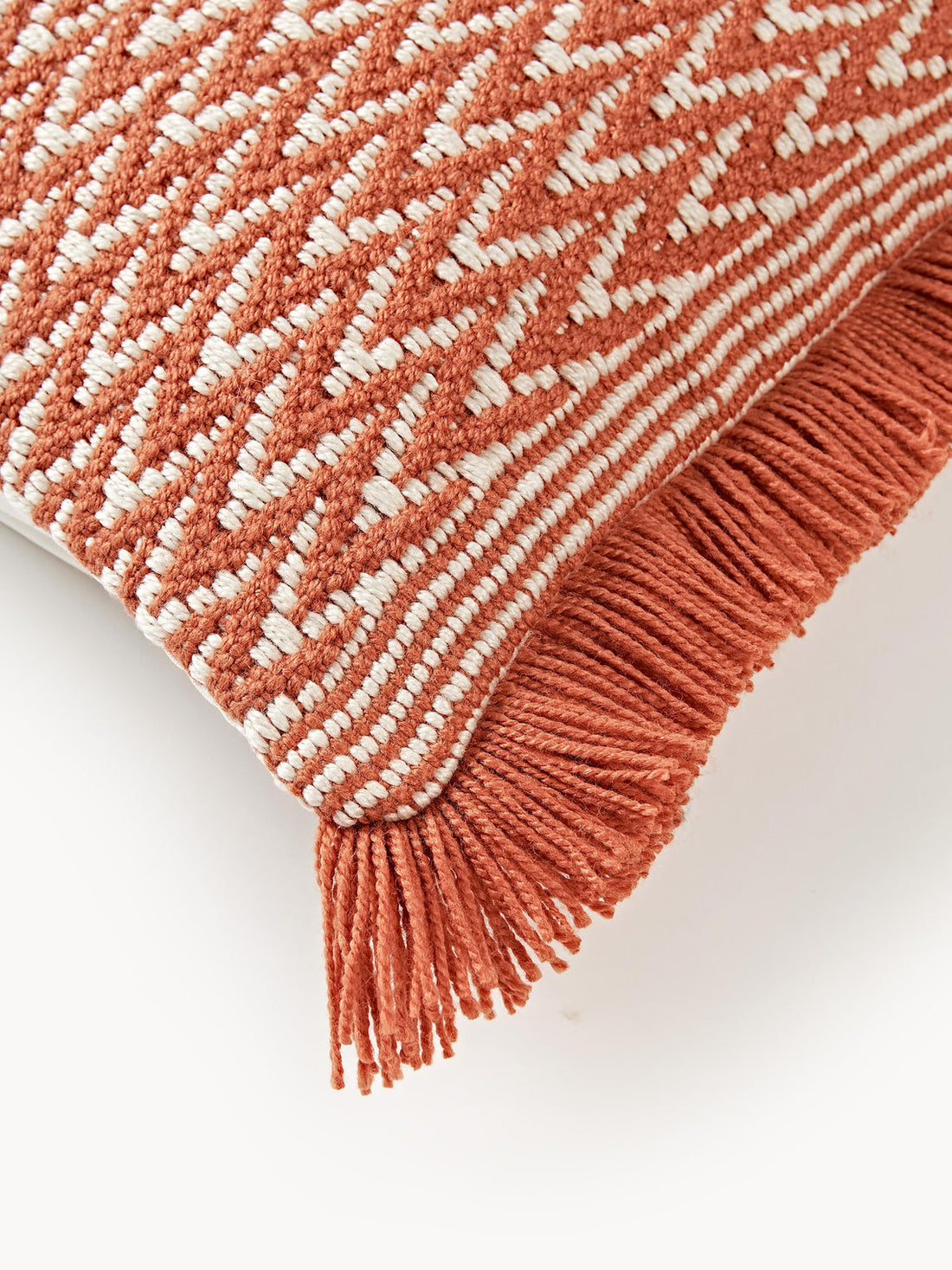 Suria Outdoor Cushion Cover with Woven Pattern and Fringes