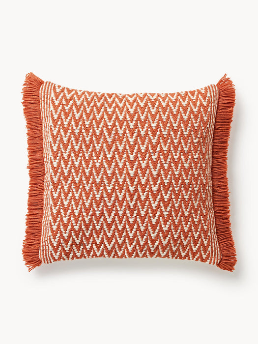 Suria Outdoor Cushion Cover with Woven Pattern and Fringes