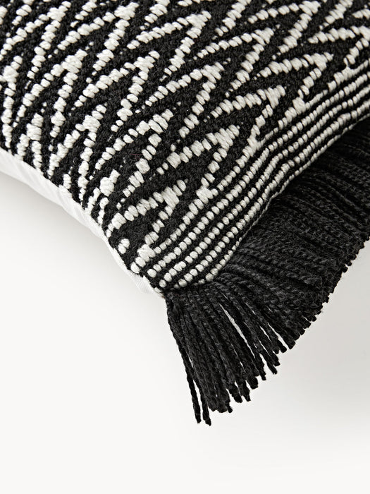 Suria Outdoor Cushion Cover with Woven Pattern and Fringes