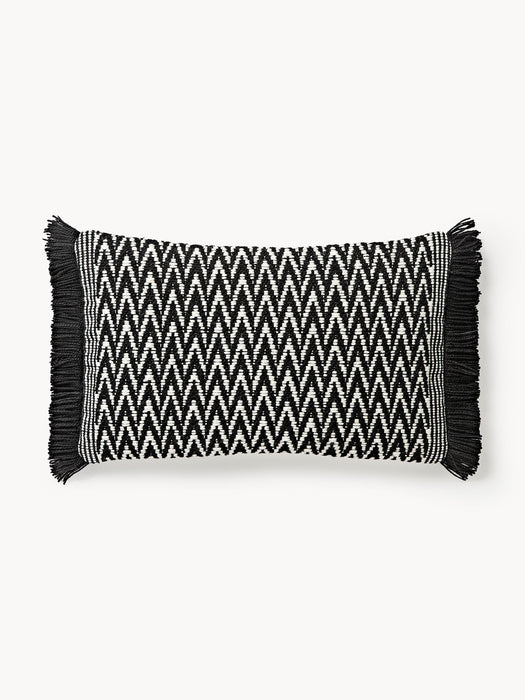 Suria Outdoor Cushion Cover with Woven Pattern and Fringes
