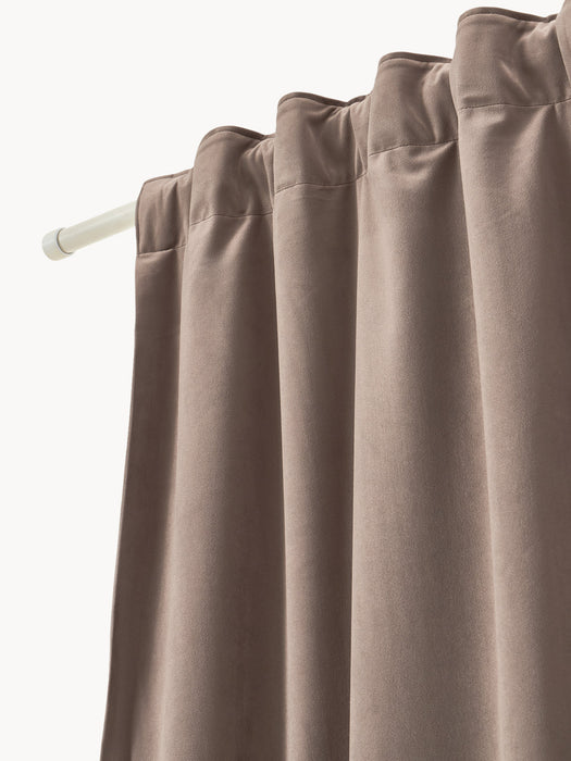 Rush Velvet Dim-Out Multi-Band Curtains, Set of 2, W 135 cm