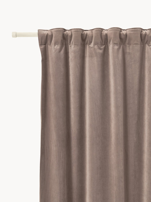 Rush Velvet Dim-Out Multi-Band Curtains, Set of 2, W 135 cm