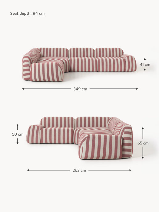 Modular Striped Corner Sofa Wolke 4-seater