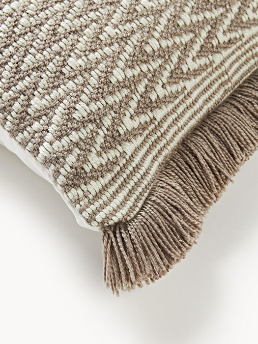 Suria Outdoor Cushion Cover with Woven Pattern and Fringes