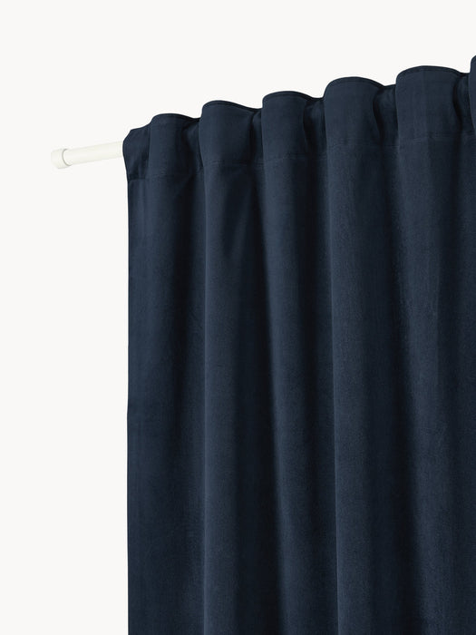 Rush Velvet Dim-Out Multi-Band Curtains, Set of 2, W 135 cm