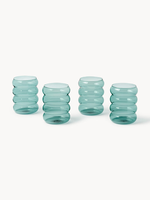 Mouth-Blown Borosilicate Tumblers Bubbly Set of 4