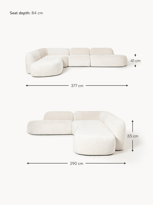 XL Modular Teddy Boucl Corner Sofa Wolke