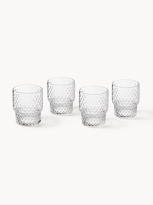 Mouth-Blown Tumblers Vetro with Embossed Pattern Set of 4