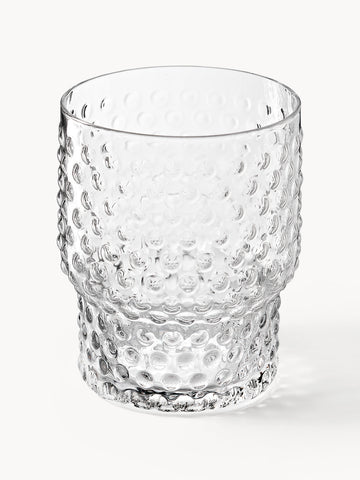 Vetro Mouth-Blown Tumblers with Embossed Pattern, Set of 4