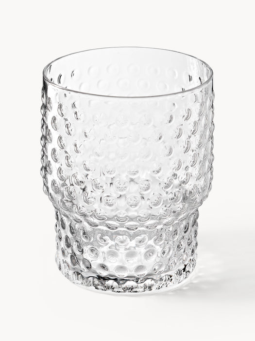 Mouth-Blown Tumblers Vetro with Embossed Pattern Set of 4