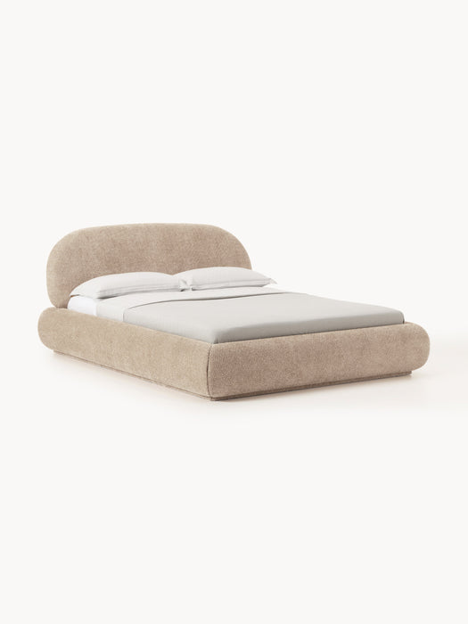 Upholstered Teddy Boucl Bed Alba with Storage