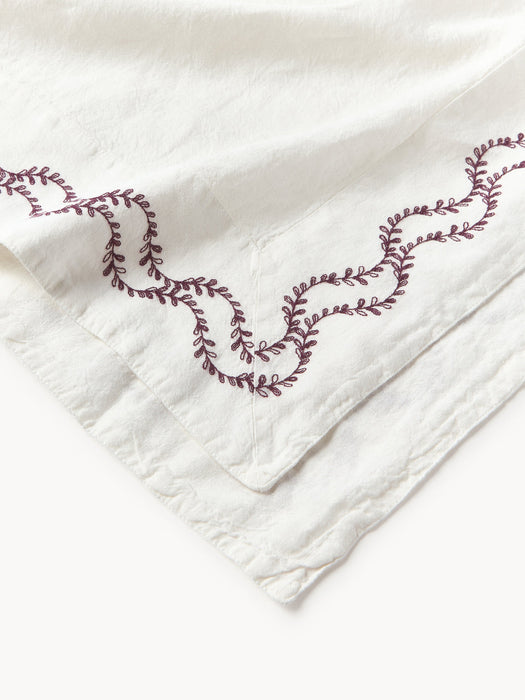 Ivy Hand-Embroidered Washed Linen Tablecloth