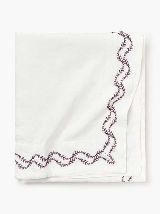 Ivy Hand-Embroidered Washed Linen Tablecloth