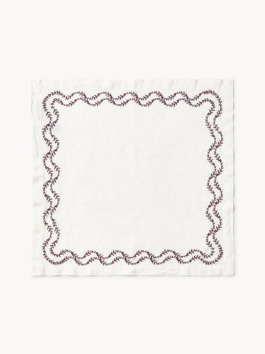 Ivy Hand-Embroidered Washed Linen Napkins, Set of 4