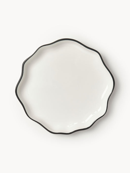 Porcelain Breakfast Plates Bia with Wavy Rim Set of 4