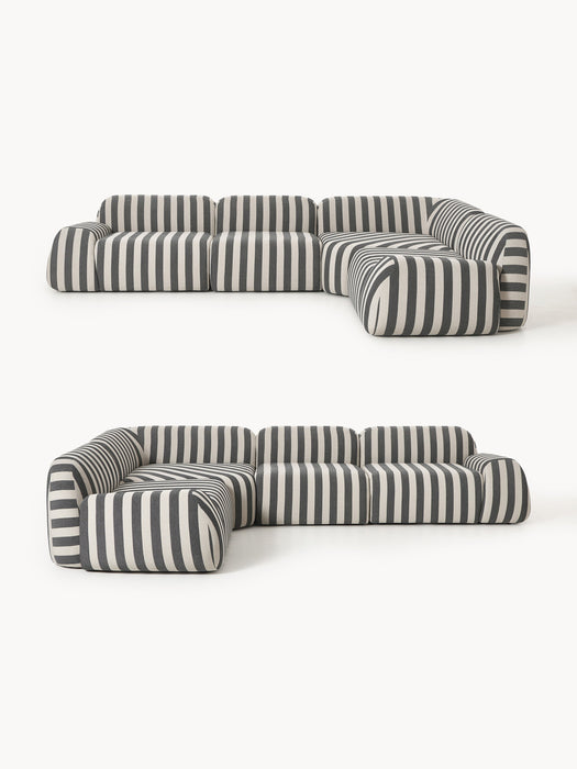 Modular Striped Corner Sofa Wolke 4-seater