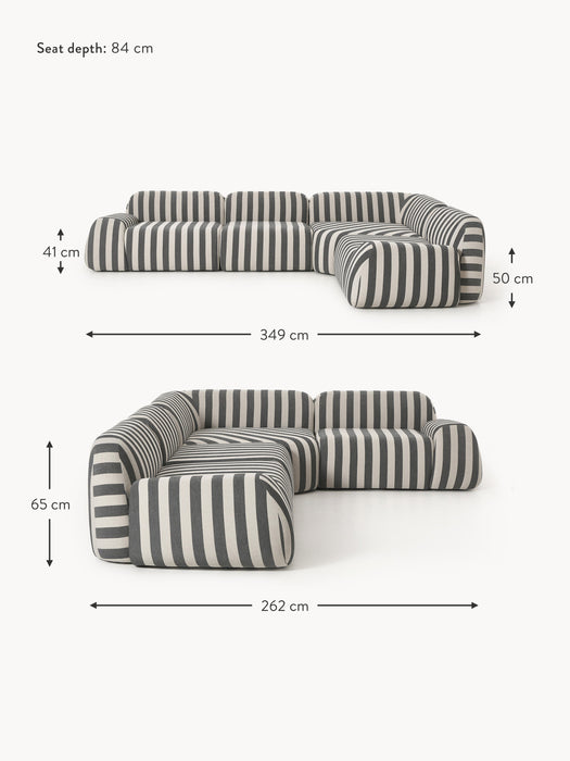 Modular Striped Corner Sofa Wolke 4-seater