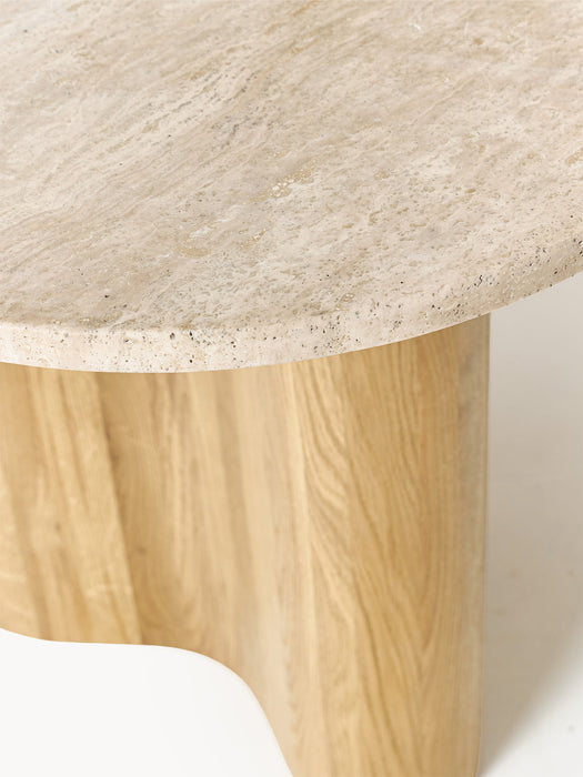 Canyon Oak Wood Dining Table with Travertine Top, in various sizes