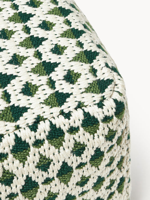 Yamir Outdoor Pouffe with Woven Pattern