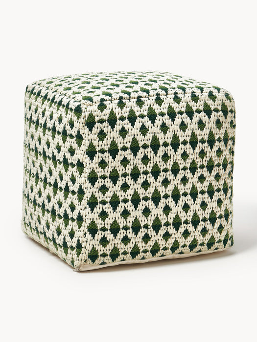 Yamir Outdoor Pouffe with Woven Pattern