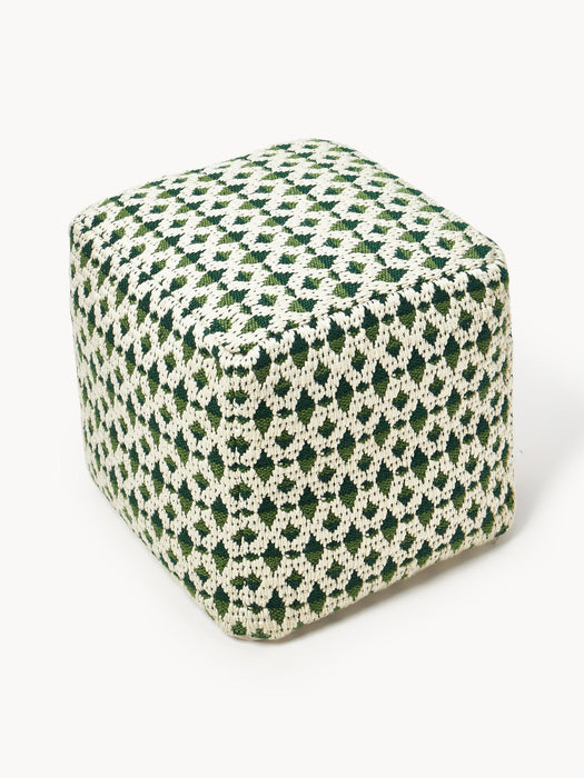 Yamir Outdoor Pouffe with Woven Pattern