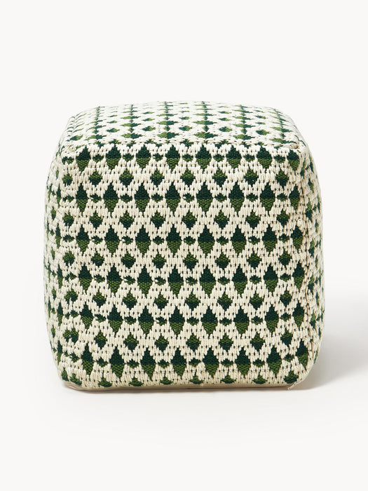 Yamir Outdoor Pouffe with Woven Pattern