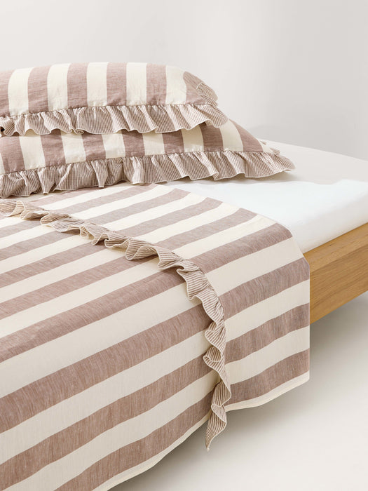 Ruffled Linen-Cotton Flat Sheet Posie