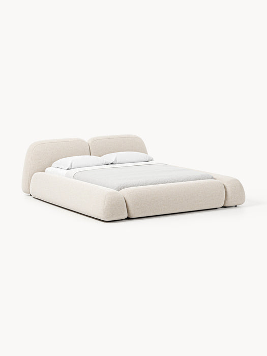 Upholstered Boucl Bed Wolke with Storage