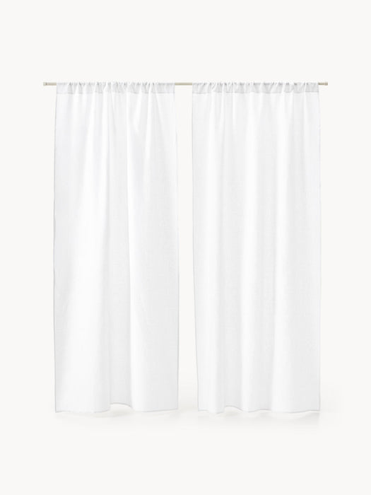 Shelly Light-Filtering Linen Rod Pocket Curtains, Set of 2, W 140 cm